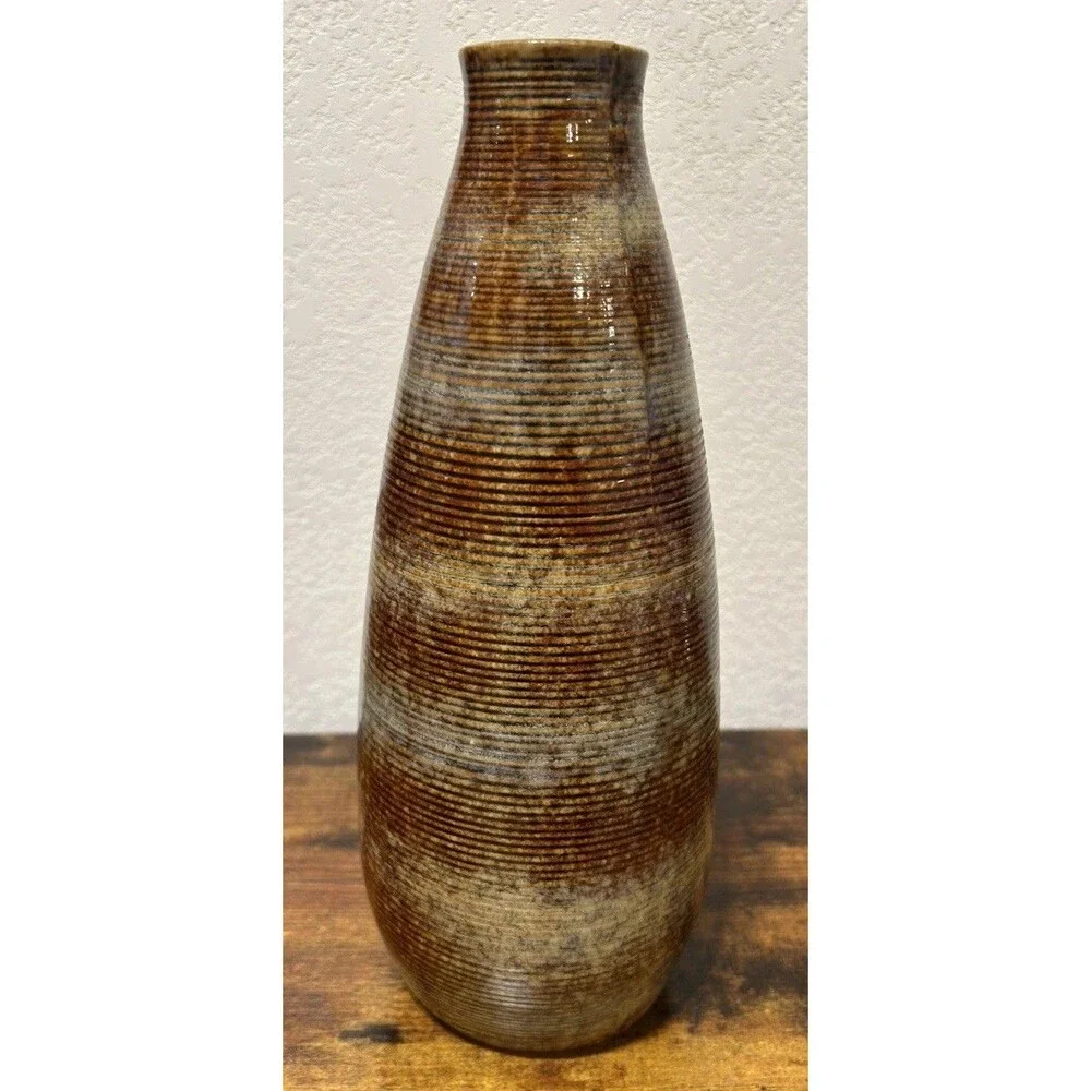 Large Vintage MCM Glazed Studio Pottery /Ceramic Vase numbered 0543